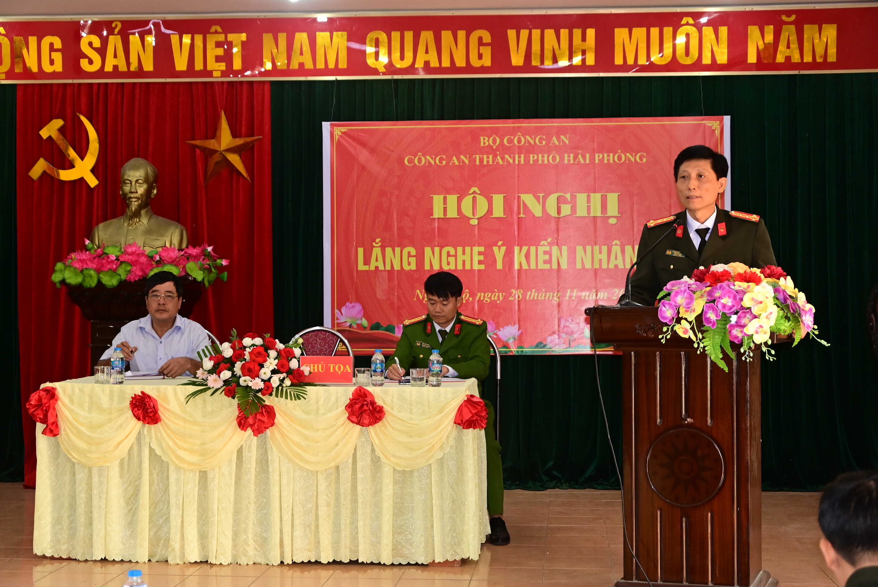 Lắng nghe ý kiến của Nhân dân về lực lượng Công an tại xã Chiến Thắng (huyện An Lão)